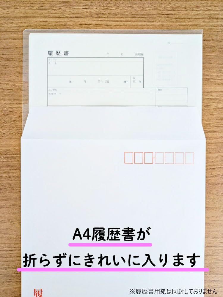 Amazon | 日本法令 折らずに入れられる履歴書用封筒(5枚)+透明ファイル